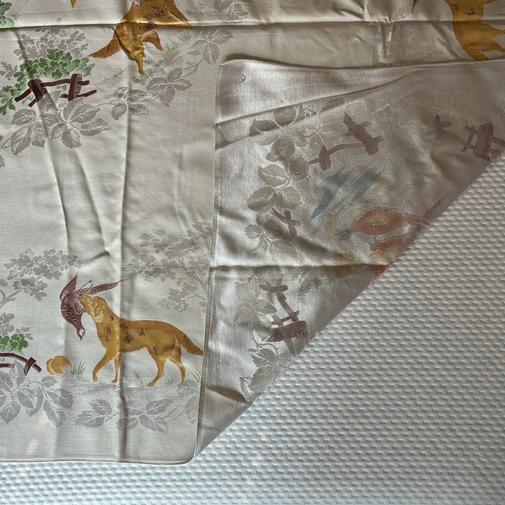 Vintage Old Bleach Linen Company Double Damask Tablecloth Pheasant Hunting